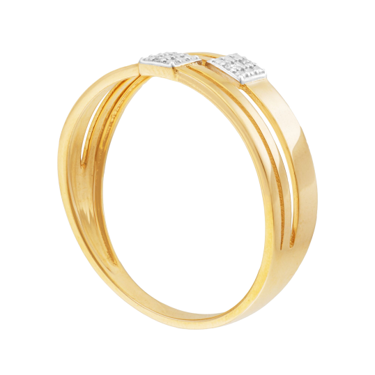 Bague en or jaune, rhodié et diamants