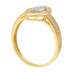 Bague en or jaune, rhodié et diamants
