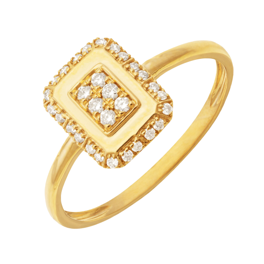 Bague en or jaune et diamants 