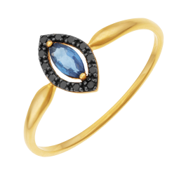 Bague en or jaune et rhodié, saphir et spinelles 