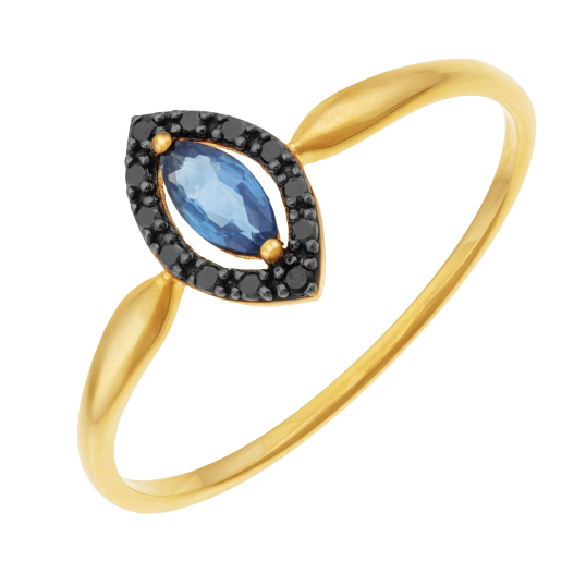 Bague en or jaune et rhodié, saphir et spinelles 