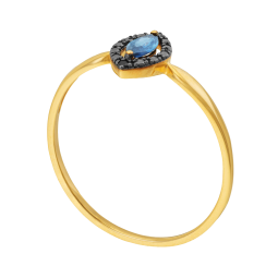 Bague en or jaune et rhodié, saphir et spinelles 