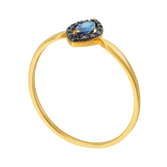 Bague en or jaune et rhodié, saphir et spinelles 