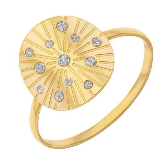 Bague en or jaune et laque pailletée  Bague en or jaune et laque pailletée