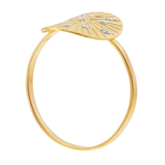 Bague en or jaune et laque pailletée  Bague en or jaune et laque pailletée