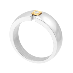 Bague en or jaune, acier et diamant 
