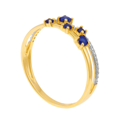 Bague en or jaune et rhodié, saphirs et diamant