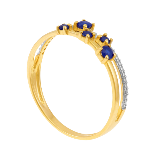 Bague en or jaune et rhodié, saphirs et diamant