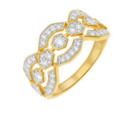 Bague en or jaune et rhodié et diamants