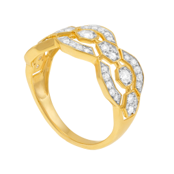 Bague en or jaune et rhodié et diamants