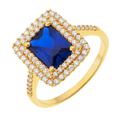 Bague en or jaune et oxydes de zirconium 