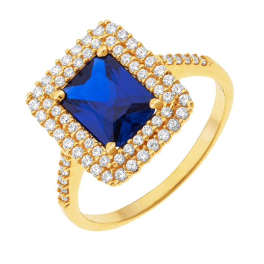 Bague en or jaune et oxydes de zirconium 