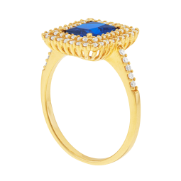 Bague en or jaune et oxydes de zirconium 