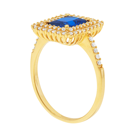 Bague en or jaune et oxydes de zirconium 