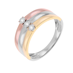 Bague en 3 ors et diamants