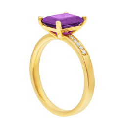 Bague en or jaune , améthyste et diamants