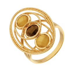 Bague en or jaune et cristaux de synthèse 