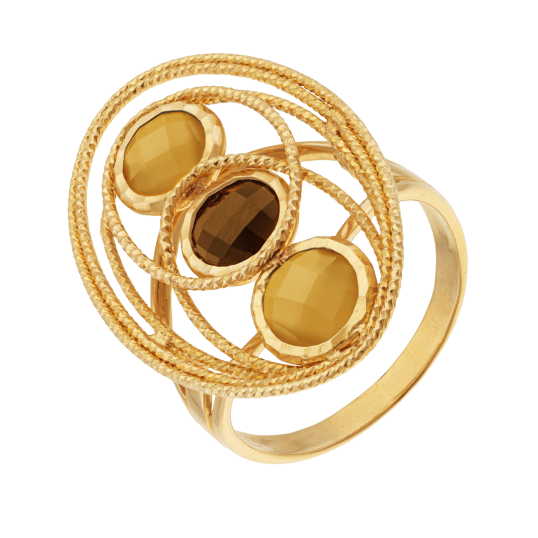 Bague en or jaune et cristaux de synthèse 