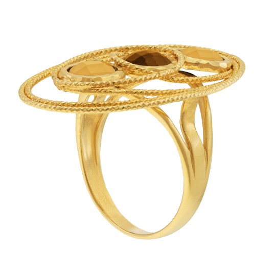 Bague en or jaune et cristaux de synthèse 