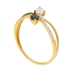 Bague en or jaune et rhodié, spinelles, topaze et diamants