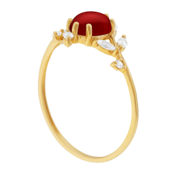 Bague en or jaune, grenat et oxydes de zirconium