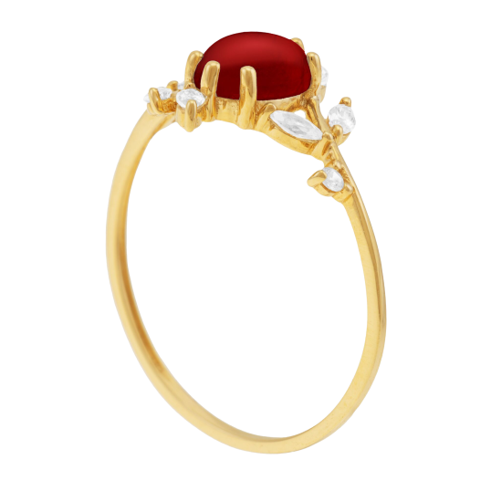 Bague en or jaune, grenat et oxydes de zirconium