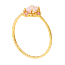 Bague en or jaune, quartz rose et tourmalines 