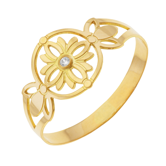 Bague en or jaune et oxyde de zirconium  Bague en or jaune et oxyde de zirconium