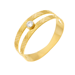 Bague en or jaune et oxyde de zirconium 