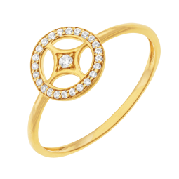 Bague en or jaune et oxydes de zirconium