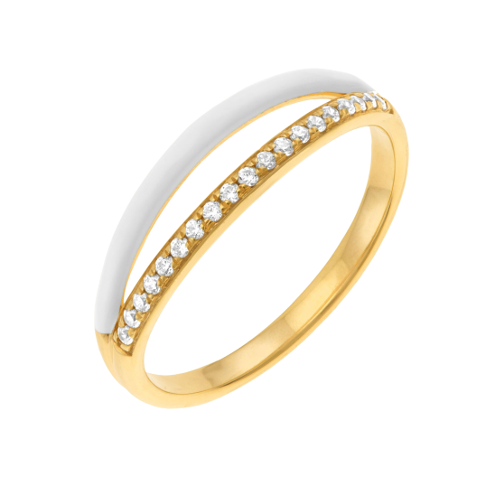 Bague en or jaune, céramique et diamants