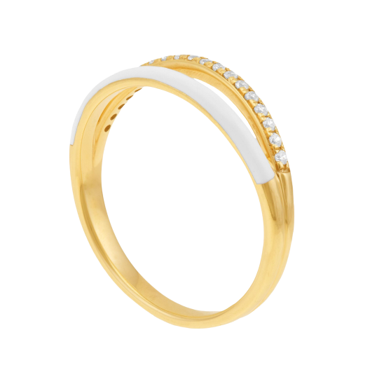 Bague en or jaune, céramique et diamants