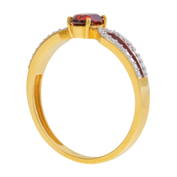 Bague en or jaune, grenat, oxydes de zirconium et laque 