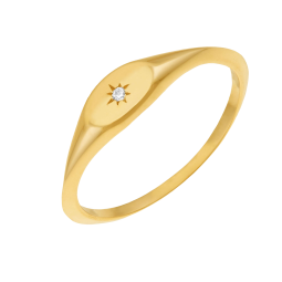 Bague en or jaune et oxyde de zirconium 