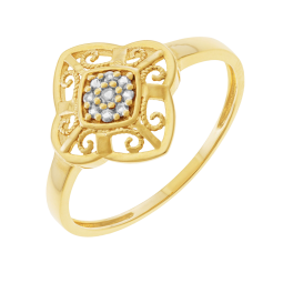 Bague en or jaune et oxydes de zirconium
