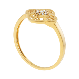 Bague en or jaune et oxydes de zirconium