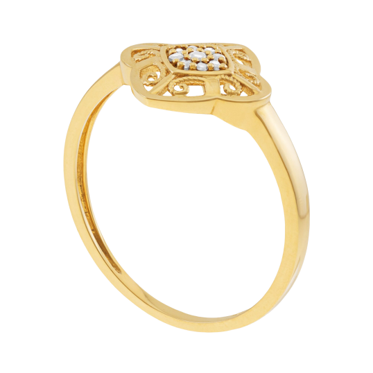 Bague en or jaune et oxydes de zirconium