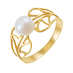 Bague en or jaune et perle de culture
