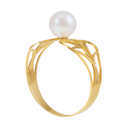 Bague en or jaune et perle de culture