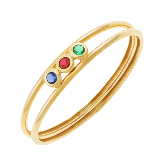 Bague en or jaune et pierres synthétiques 