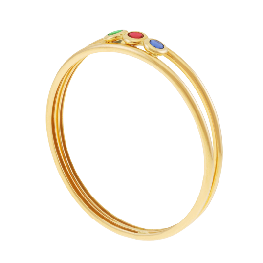 Bague en or jaune et pierres synthétiques 