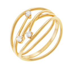 Bague en or jaune et oxydes de zirconium