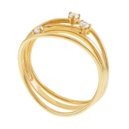 Bague en or jaune et oxydes de zirconium