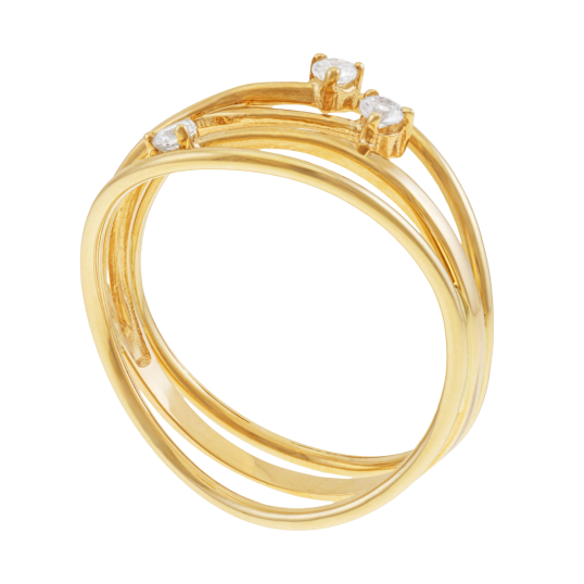 Bague en or jaune et oxydes de zirconium
