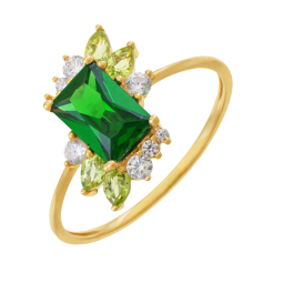 Bague en or jaune et oxydes de zirconium