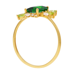 Bague en or jaune et oxydes de zirconium