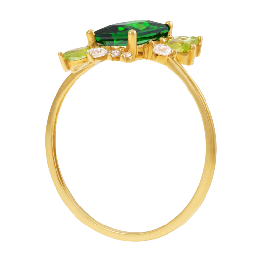 Bague en or jaune et oxydes de zirconium