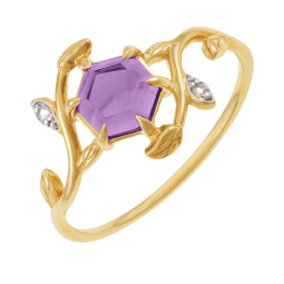 Bague en or jaune et rhodié, améthyste et topazes