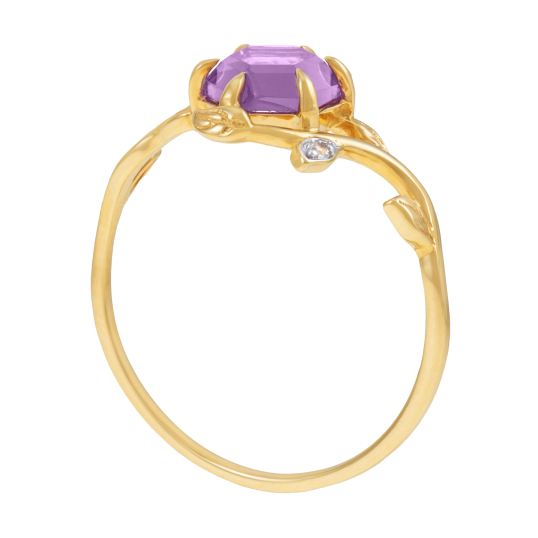 Bague en or jaune et rhodié, améthyste et topazes