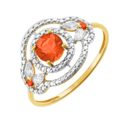 Bague en or jaune et rhodié, oxydes de zirconium